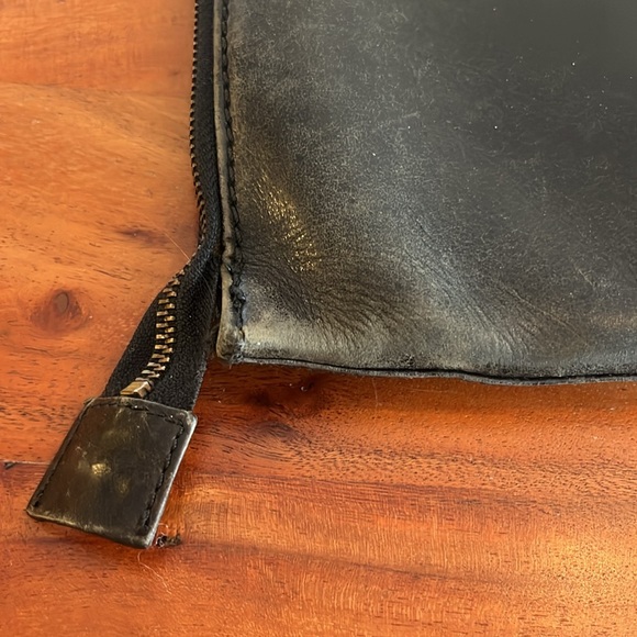 Vintage Men’s Umi Distressed Black Brown Leather Large Zip Portfolio Briefcase - Picture 5 of 14